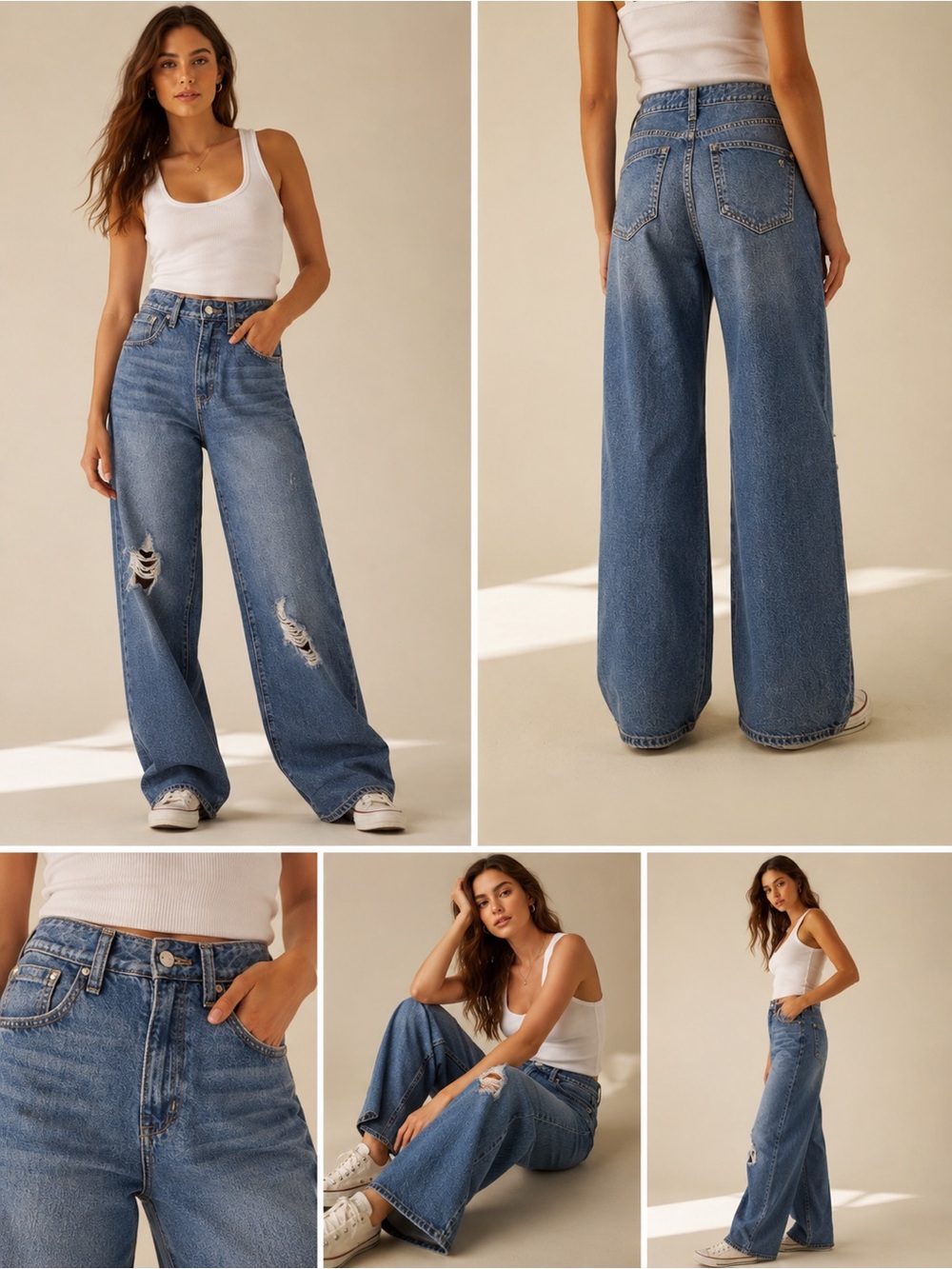Pilcro by Anthropologie High Rise Wide Leg Distressed Jeans Size 25 100% Cotton - Picture 1 of 8